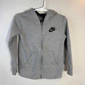 Nike Zip Up Jacket Fleece Lined Kids 2T Gray Sporty Hooded Sweatshirt Cozy Comfy